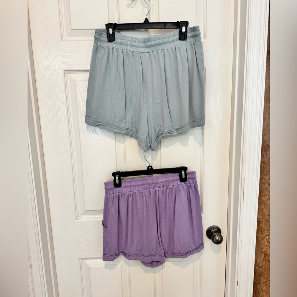 Hen & Thread shorts, 2 for one purple and teal!